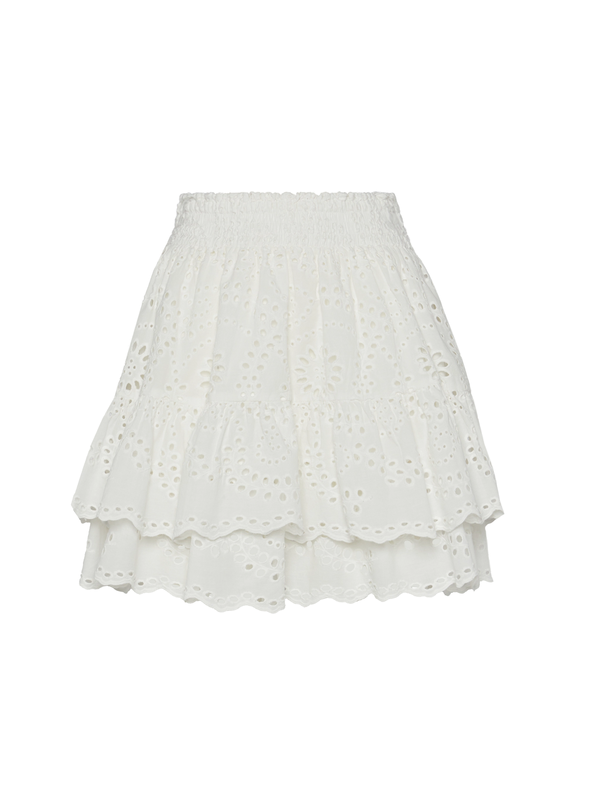 Eivissa ruffled mini skirt in white Sangallo lace - MC2 Saint Barth
