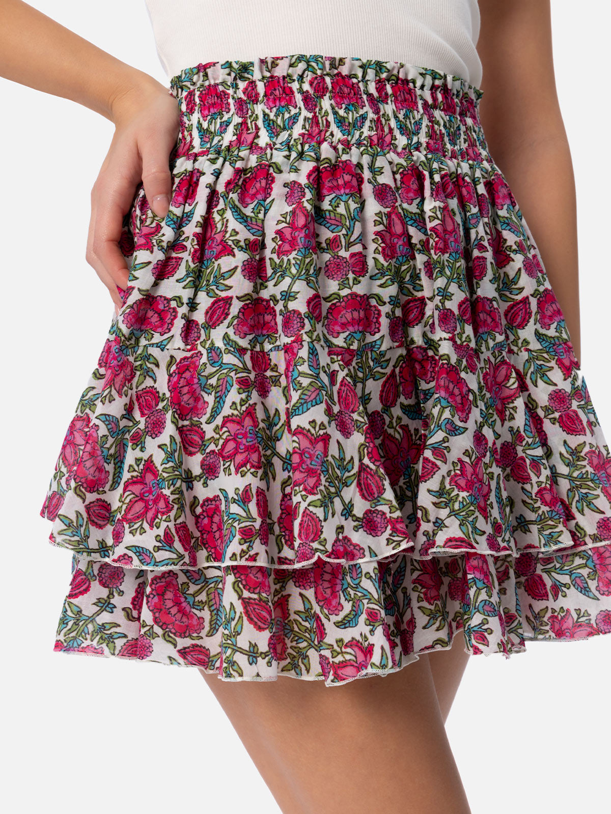 Woman silk voile ruffled mini skirt Eivissa - MC2 Saint Barth