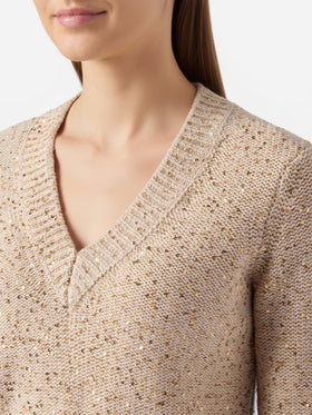 Gold Eleara sweater with sequins