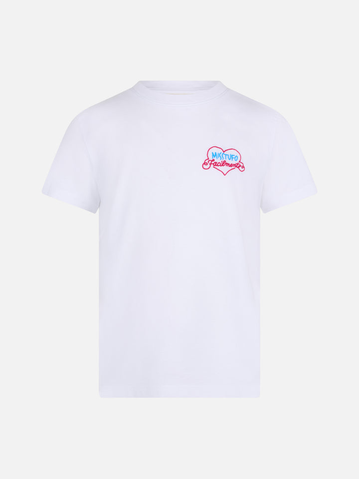 Girl cotton jersey crewneck t-shirt Elly with Miss Stufo embroidery - MC2 Saint Barth