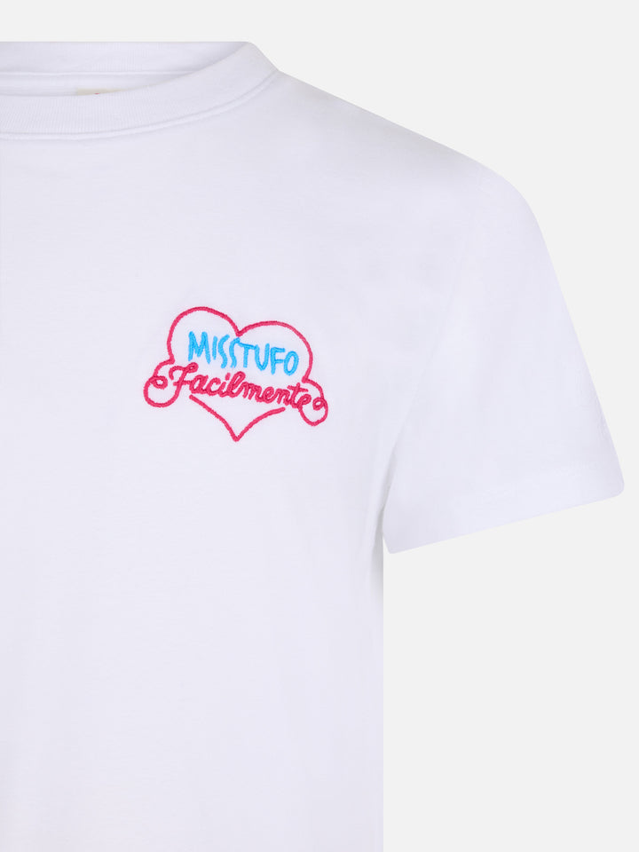 Girl cotton jersey crewneck t-shirt Elly with Miss Stufo embroidery - MC2 Saint Barth