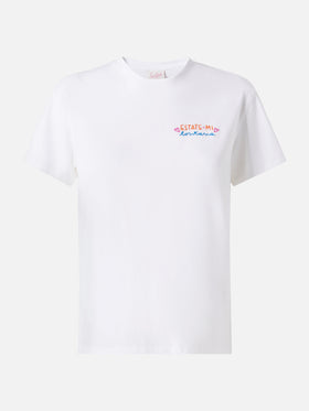 T-shirt Emilie in cotone con ricamo Estate-mi Lontana | INSULTI LUMINOSI SPECIAL EDITION