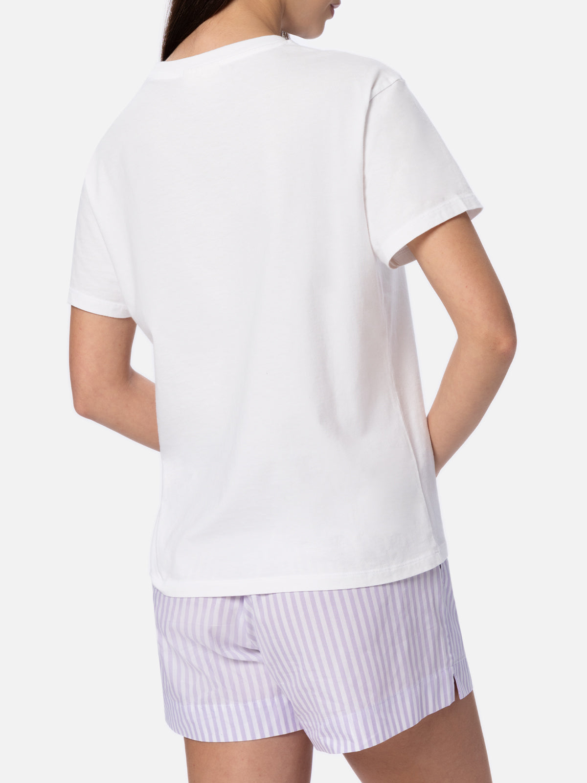 Woman cotton jersey crewneck t-shirt Emilie with Save water, Drink spritz embroidery - MC2 Saint Barth