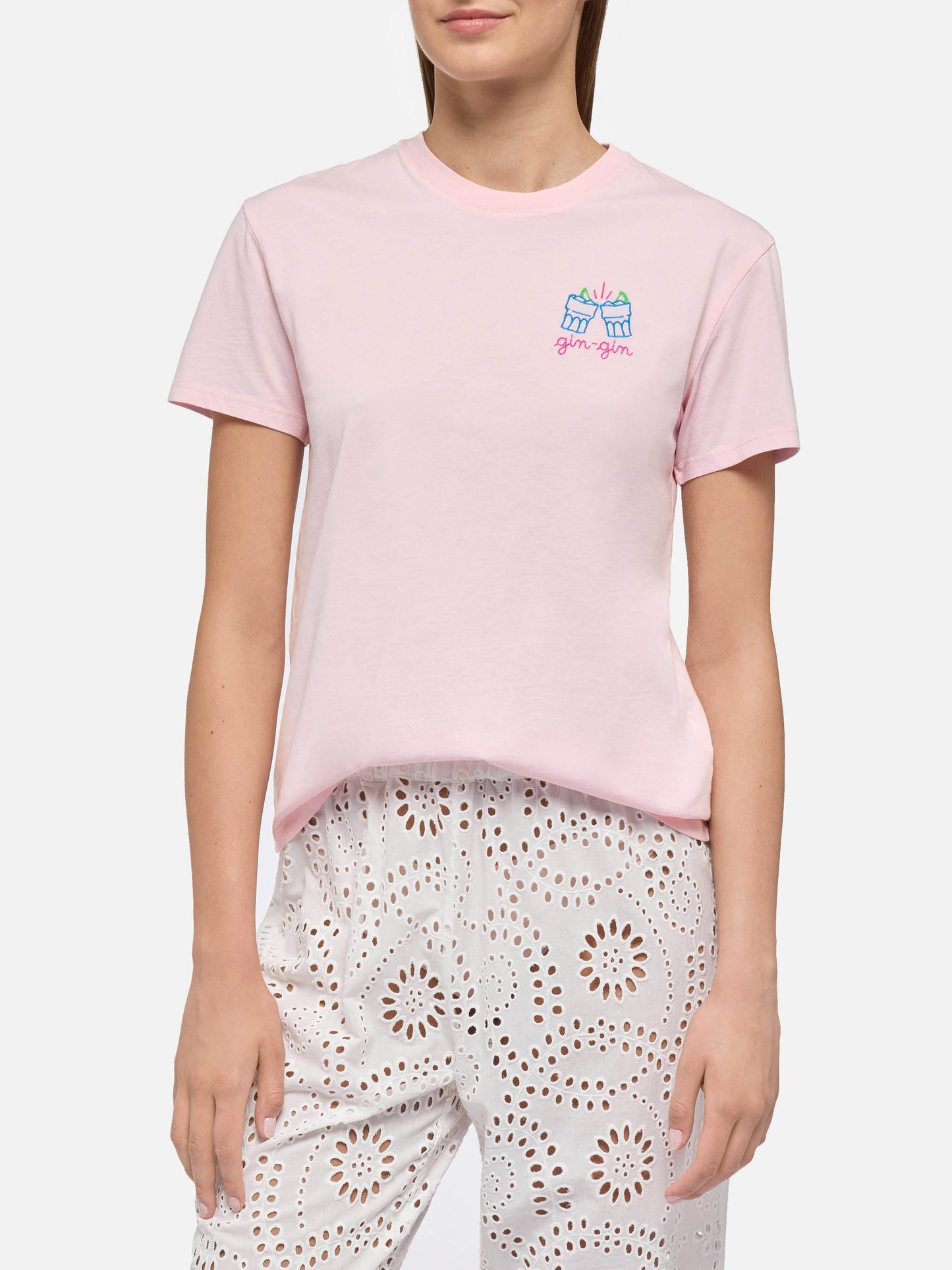 Emilie cotton t-shirt with Gin Gin embroidery | INSULTI LUMINOSI SPECIAL EDITION - MC2 Saint Barth