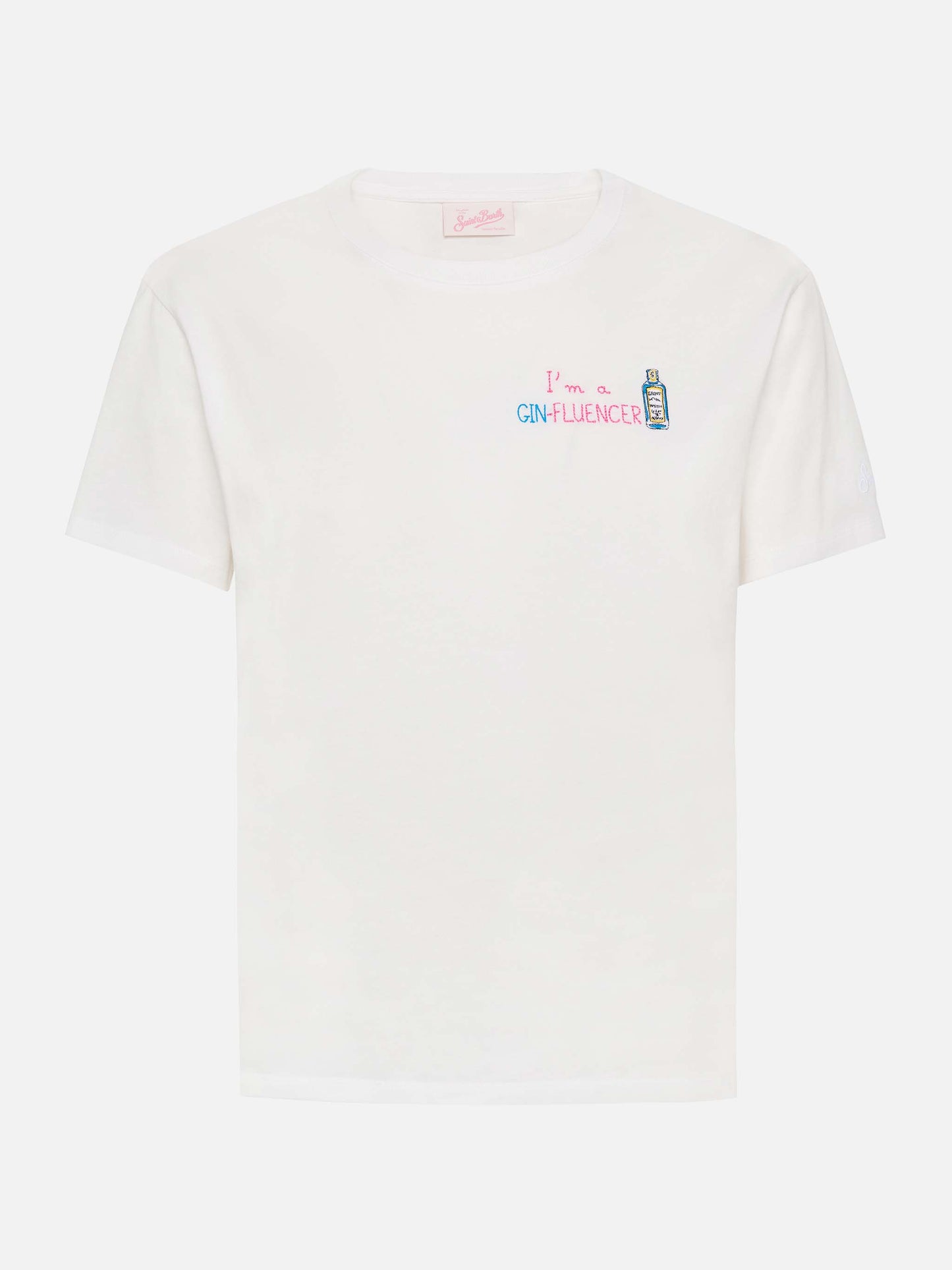 Emilie cotton t-shirt with GIN-fluencer embroidery - MC2 Saint Barth