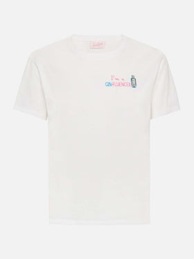 Emilie cotton t-shirt with GIN-fluencer embroidery - MC2 Saint Barth