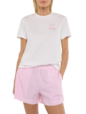 Emilie cotton t-shirt with Libertè, Egalitè, Vin Rosè embroidery - MC2 Saint Barth