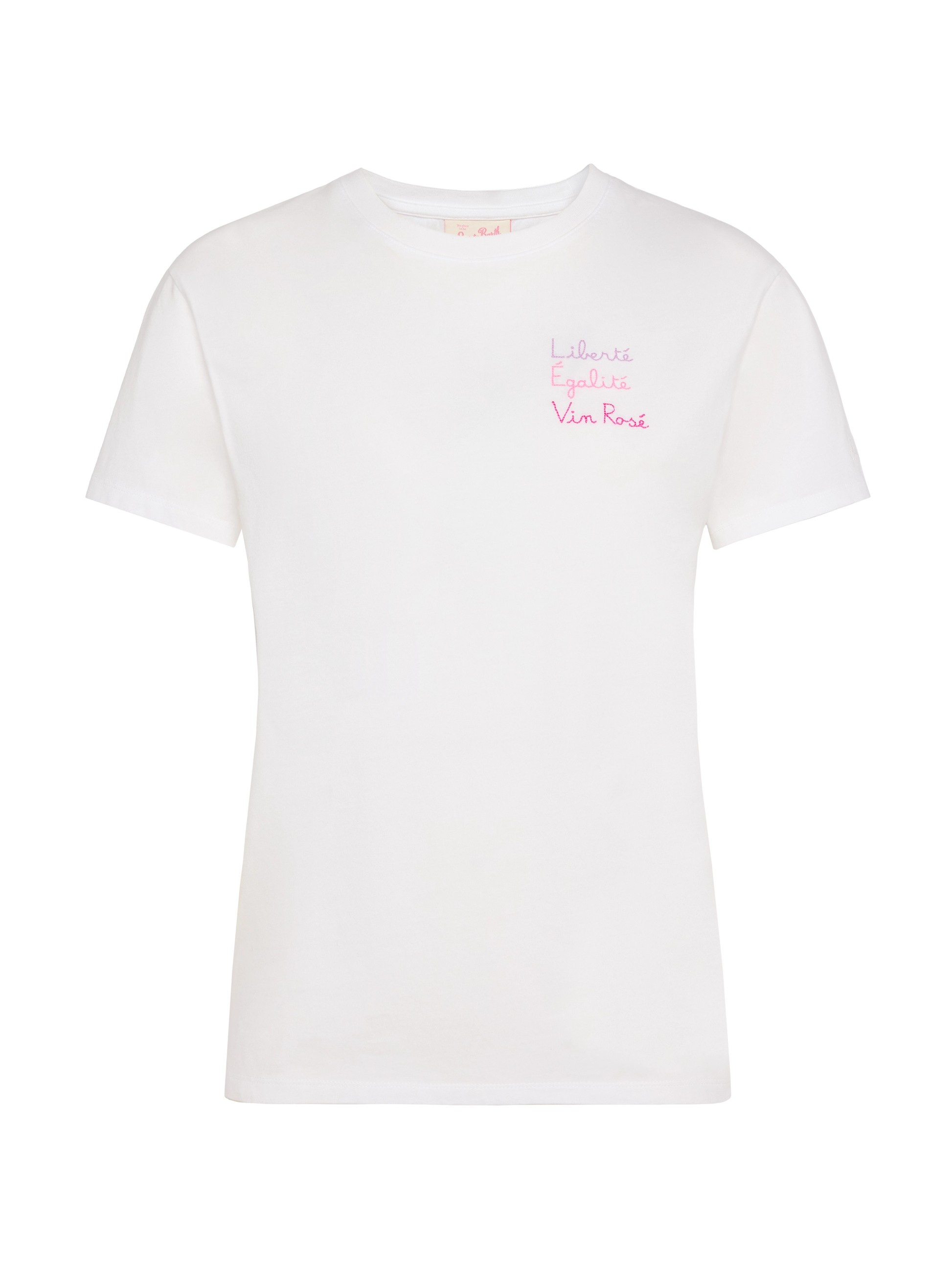 Emilie cotton t-shirt with Libertè, Egalitè, Vin Rosè embroidery - MC2 Saint Barth