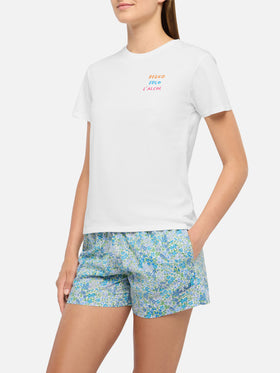 Emilie t-shirt in cotone con ricamo Reggo solo alcool