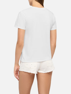 Baumwoll-T-Shirt „Emilie“ mit „Il Weekend è Di-Vino“-Stickerei