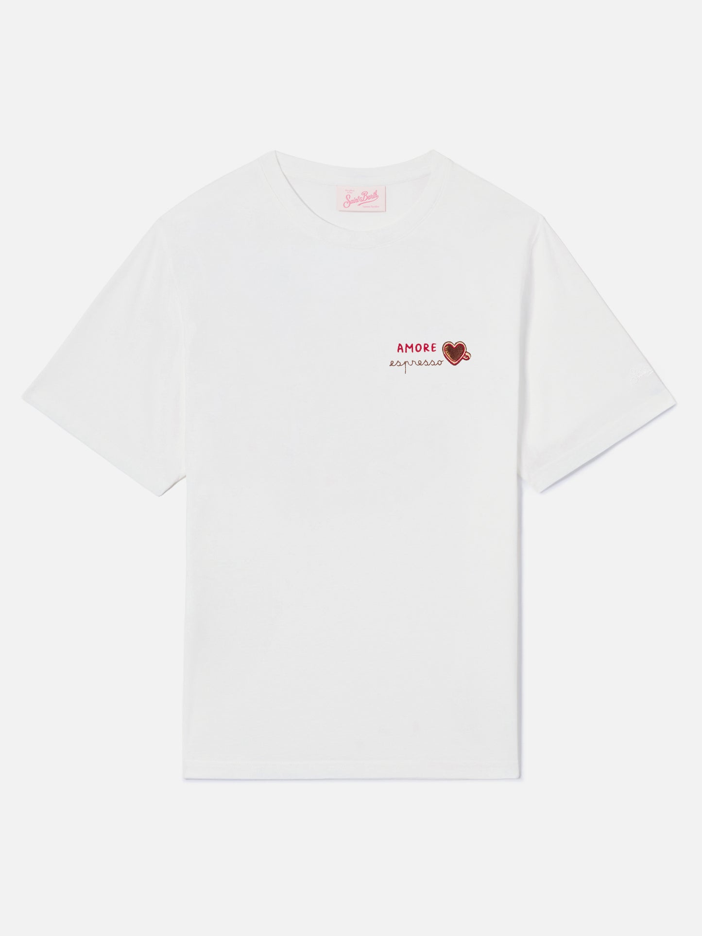 T-shirt Emilie bianca con ricamo Amore Espresso