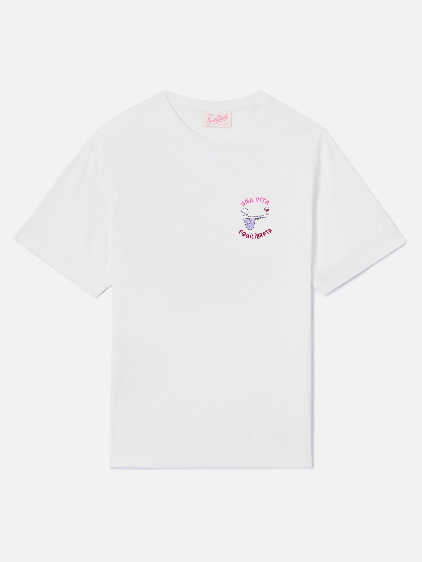 Weißes Emilie T-Shirt mit Stickerei Una vita equilibrata