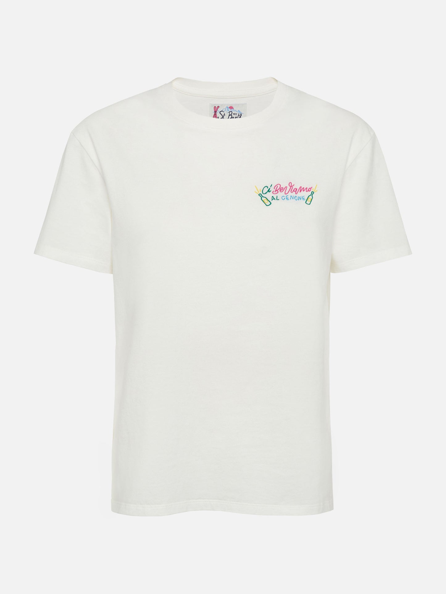 Winter-Baumwoll-T-Shirt Emilie mit „Ci beviamo al cenone“-Stickerei | INSULTI LUMINOSI SONDEREDITION
