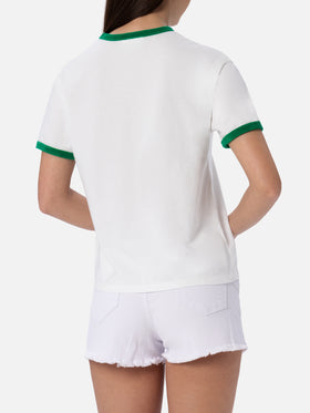 Woman cotton jersey crewneck t-shirt Emilie with terry details - MC2 Saint Barth
