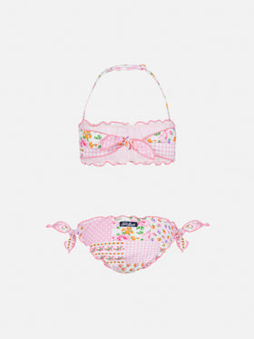 Emy classic bandeau bikini with flower patch print - MC2 Saint Barth