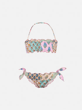 Emy classic bandeau bikini with flower patch print - MC2 Saint Barth