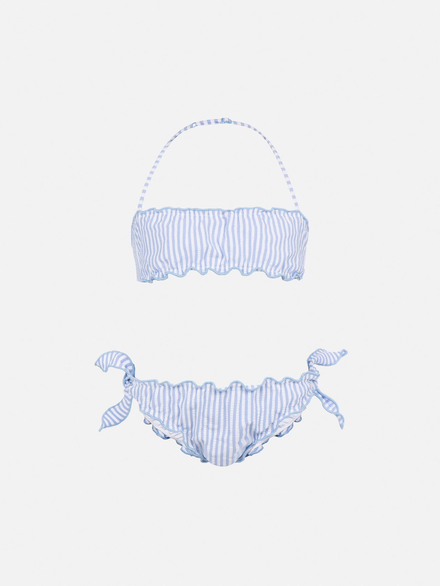 Emy classic bandeau seersucker bikini with striped print - MC2 Saint Barth