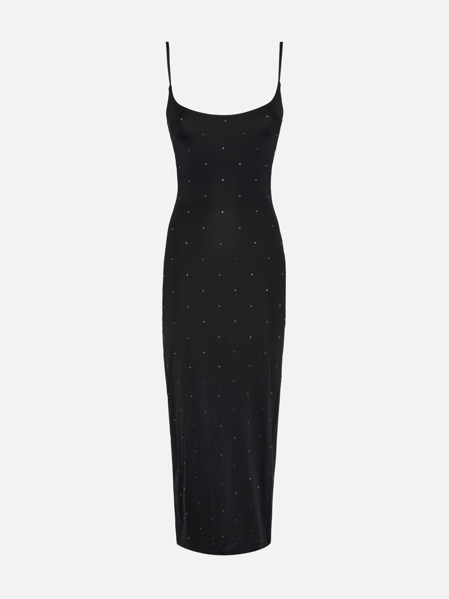Evy long fitted black slip dress