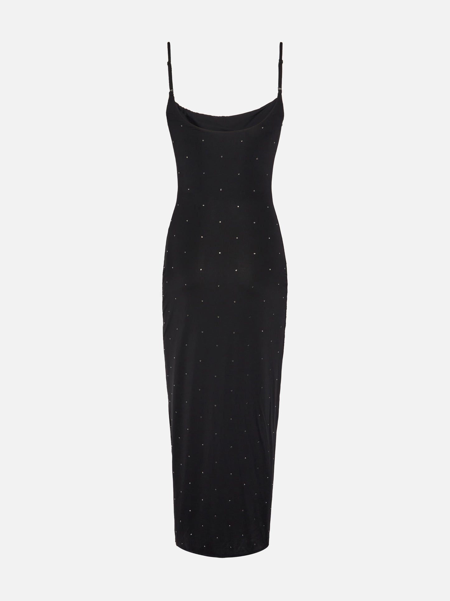 Evy long fitted black slip dress