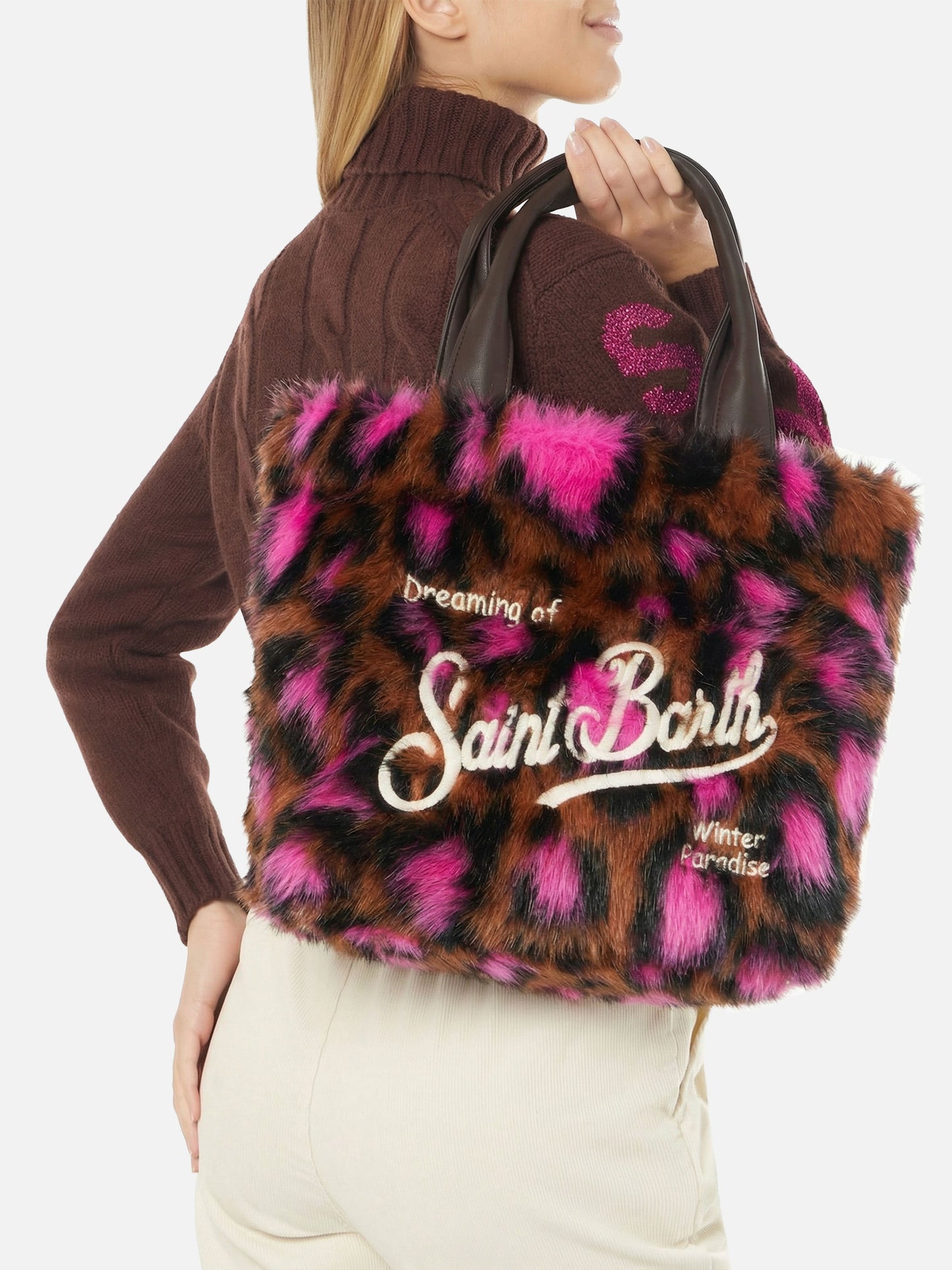 Flavea W faux fur bag with heart print