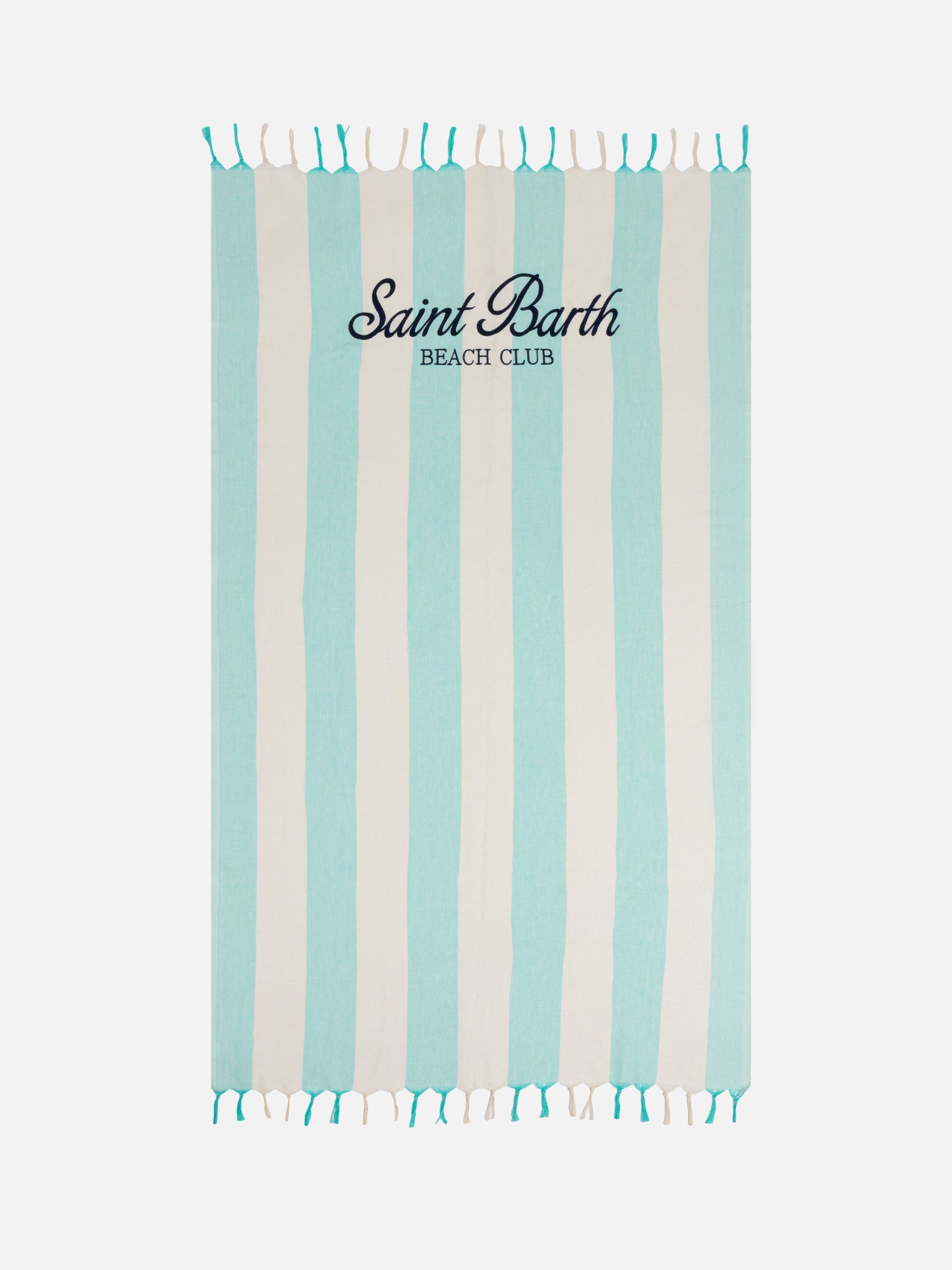 Telo mare Fouta in cotone leggero con stampa a righe verde acqua