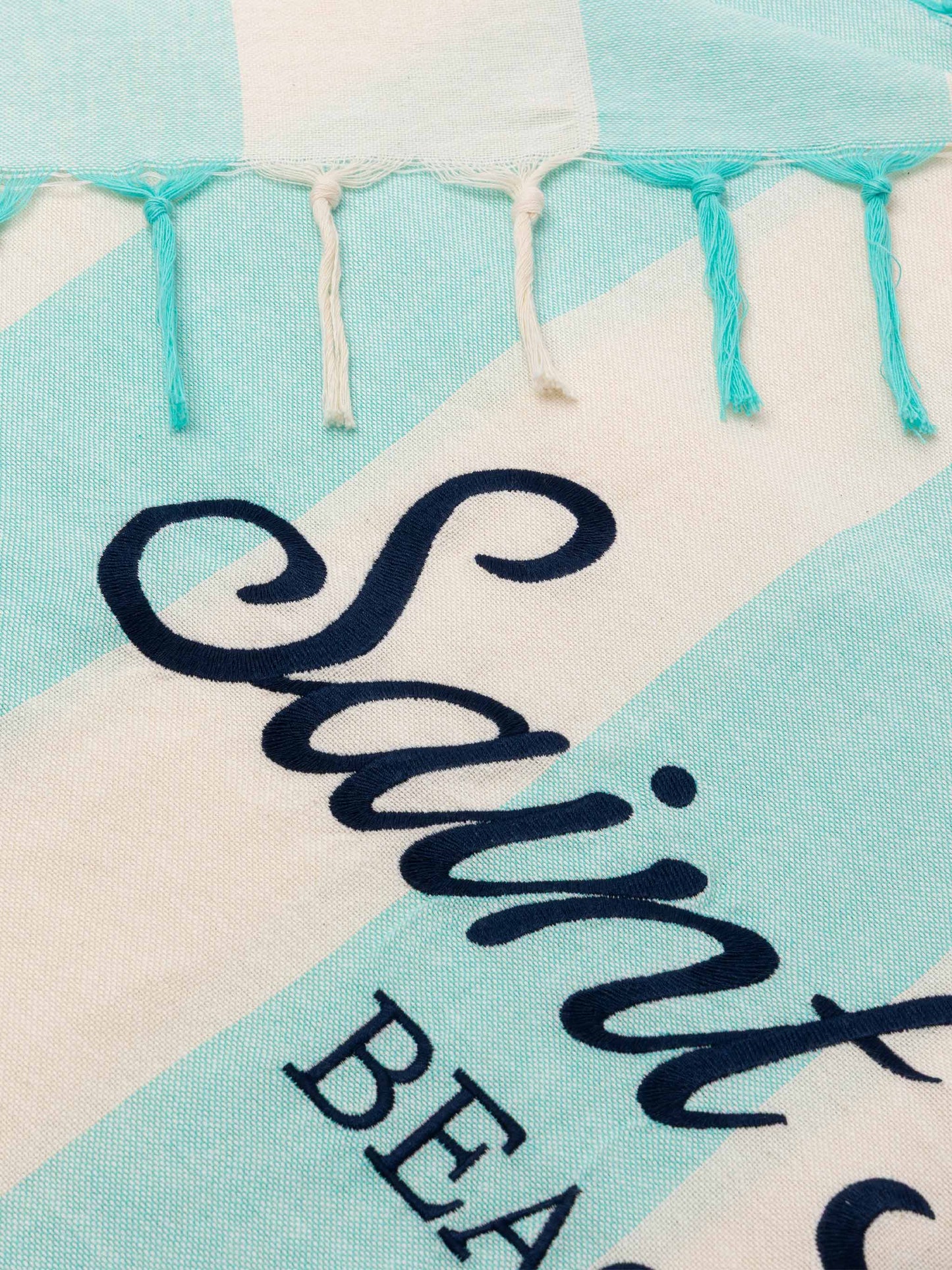 Telo mare Fouta in cotone leggero con stampa a righe verde acqua