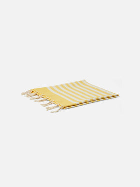 Cotton beach towel Fouta with yellow striped print - MC2 Saint Barth
