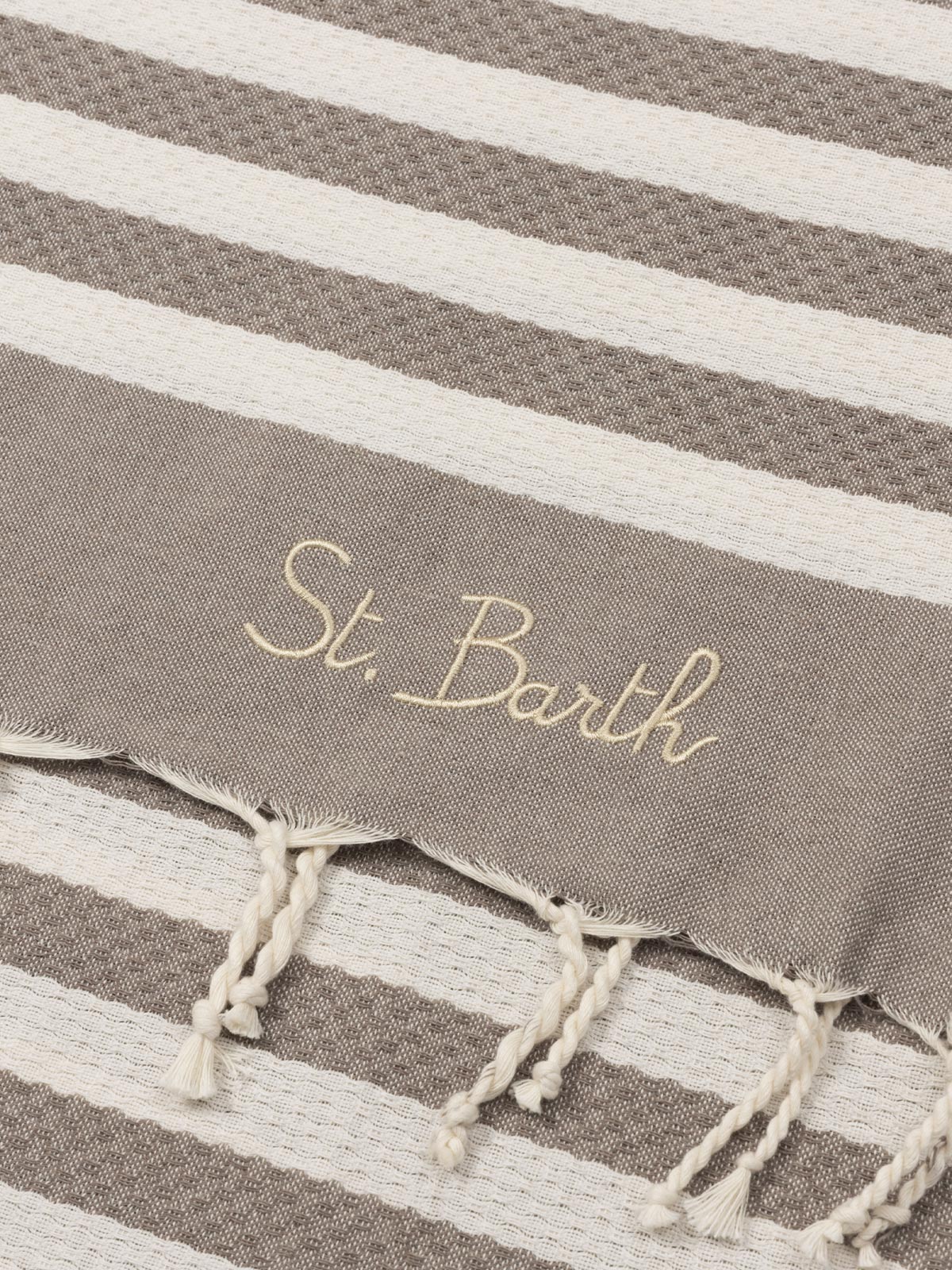 Cotton beach towel Fouta with brown striped print