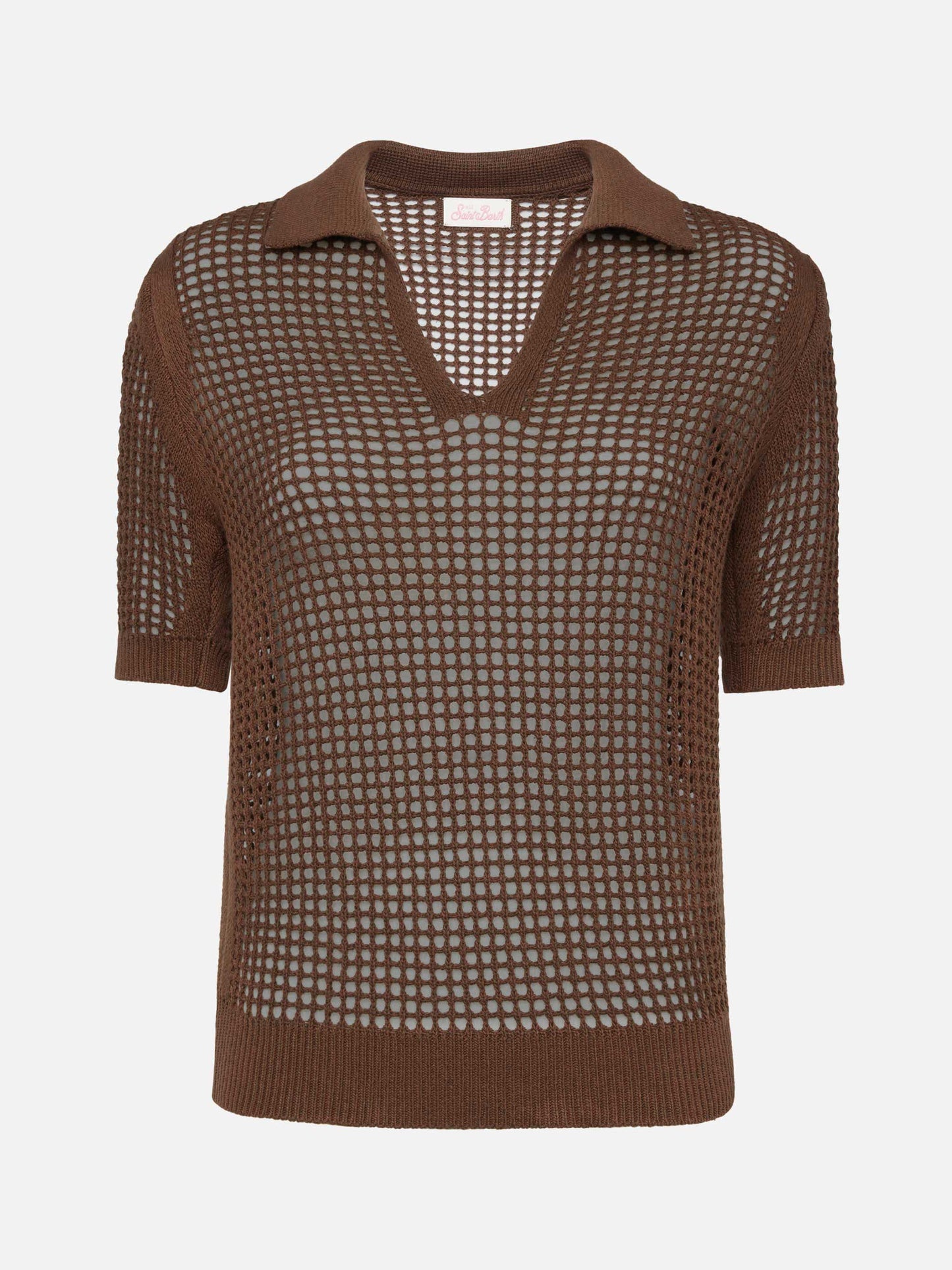 Flora brown mesh crochet polo - MC2 Saint Barth