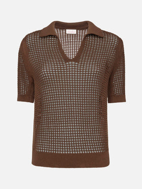 Flora brown mesh crochet polo - MC2 Saint Barth