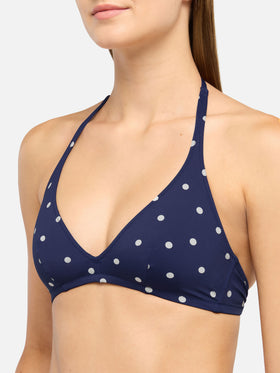 Bikini a triangolo fisso Gaia Maia con slip a vita alta e stampa a pois