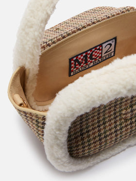 Gilda Mutton Wool Handbag in houndstooth wool and shearling