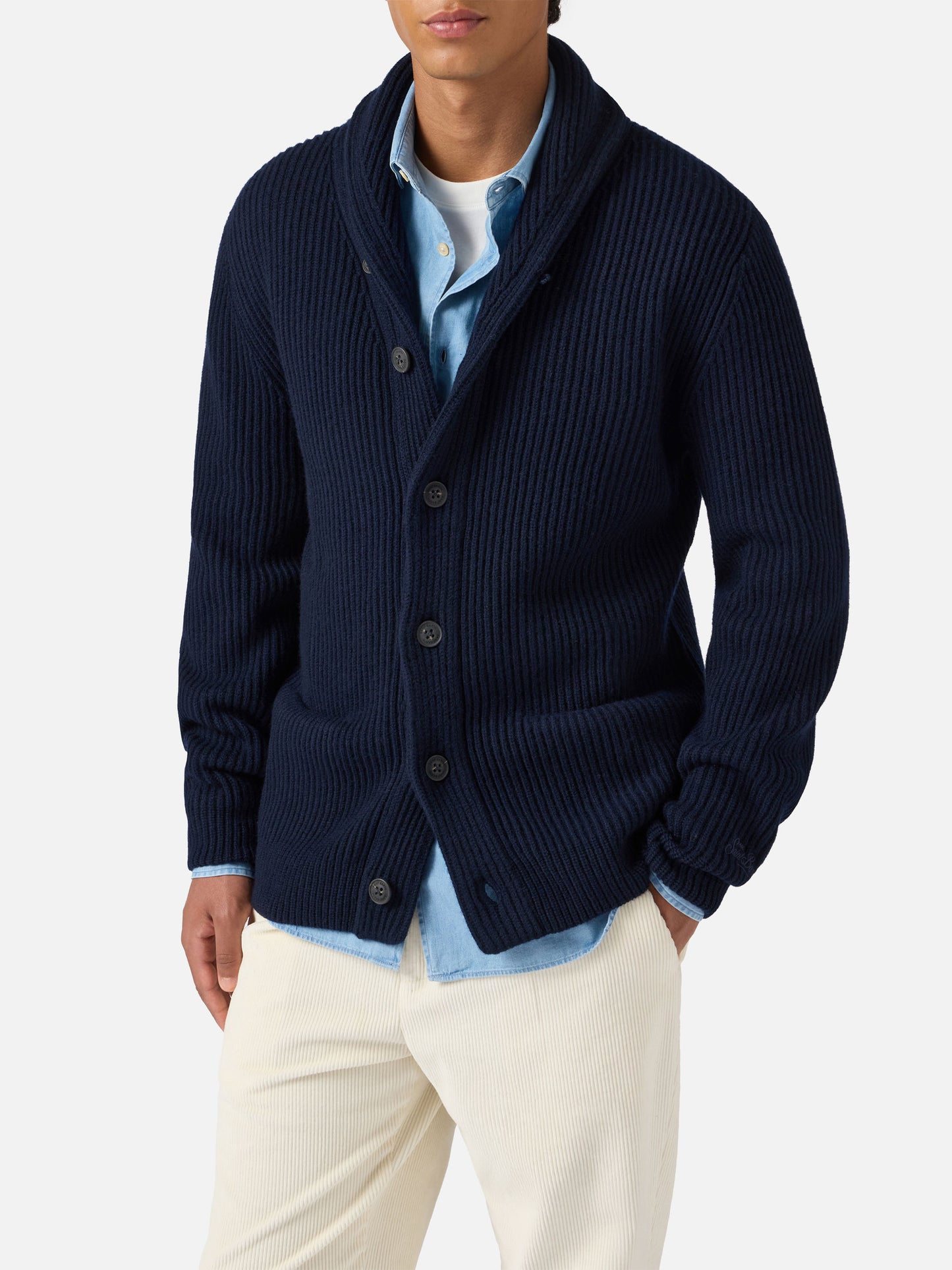 Navy blue wool cardigan Glasgow
