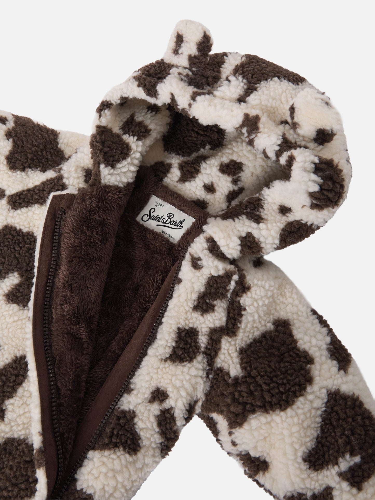 Tuta da neve Glace Teddy imbottita con fodera in teddy stampa muccata