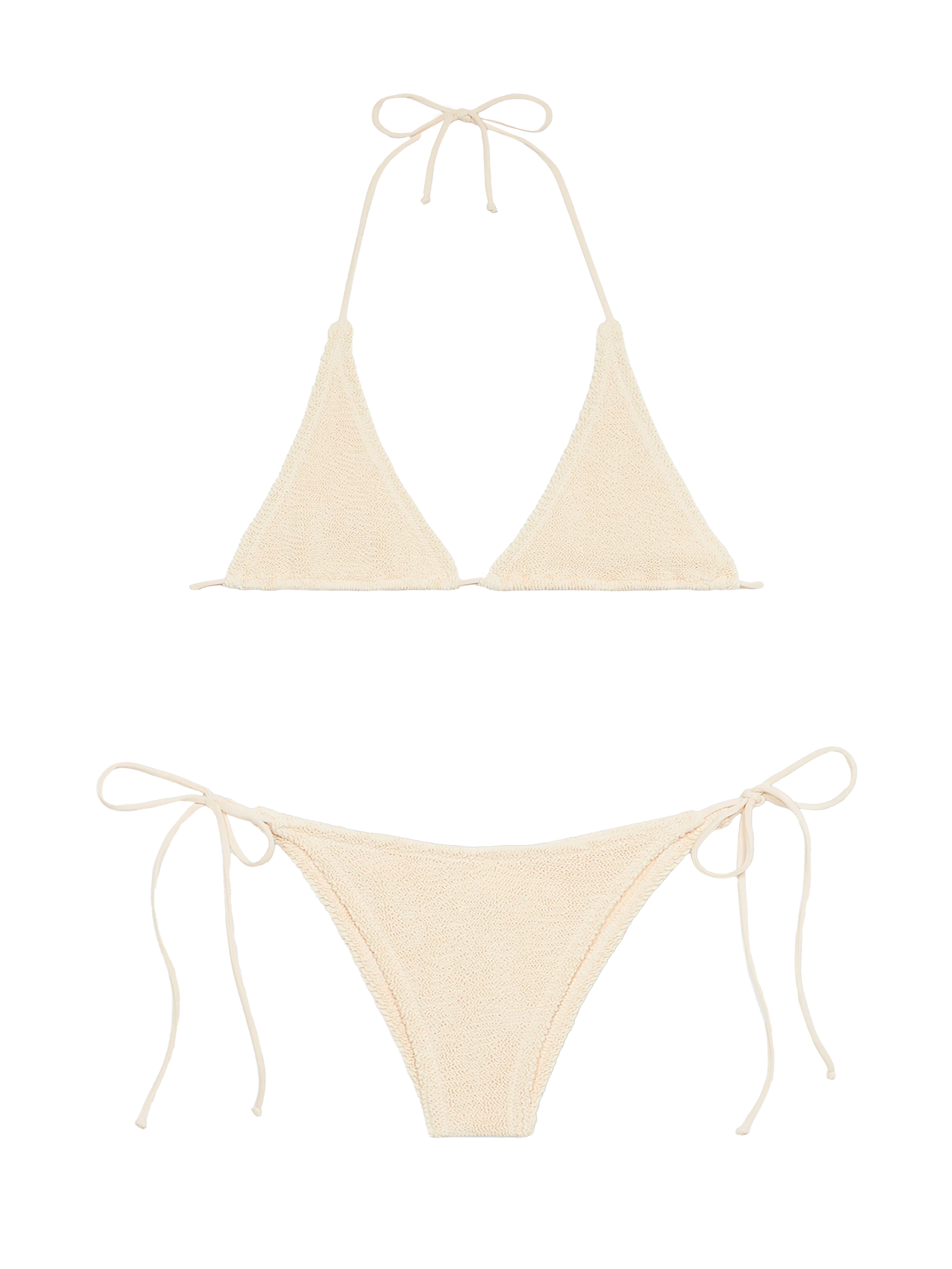 Woman cream crinkle triangle bikini Guiana Marielle - MC2 Saint Barth