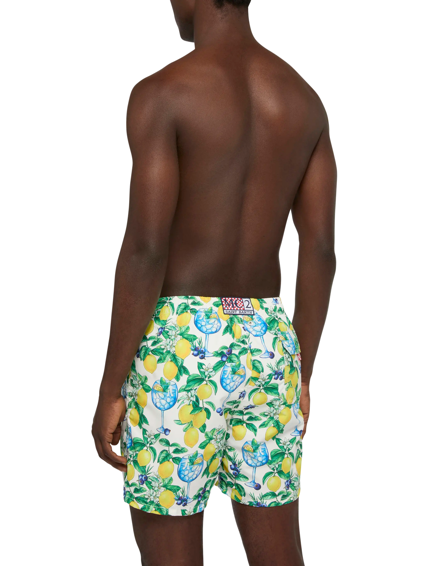 Mid-length Gustavia swim-shorts with gin and lemons print - MC2 Saint Barth