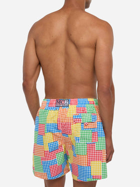 Costume da bagno da uomo vichy multicolore