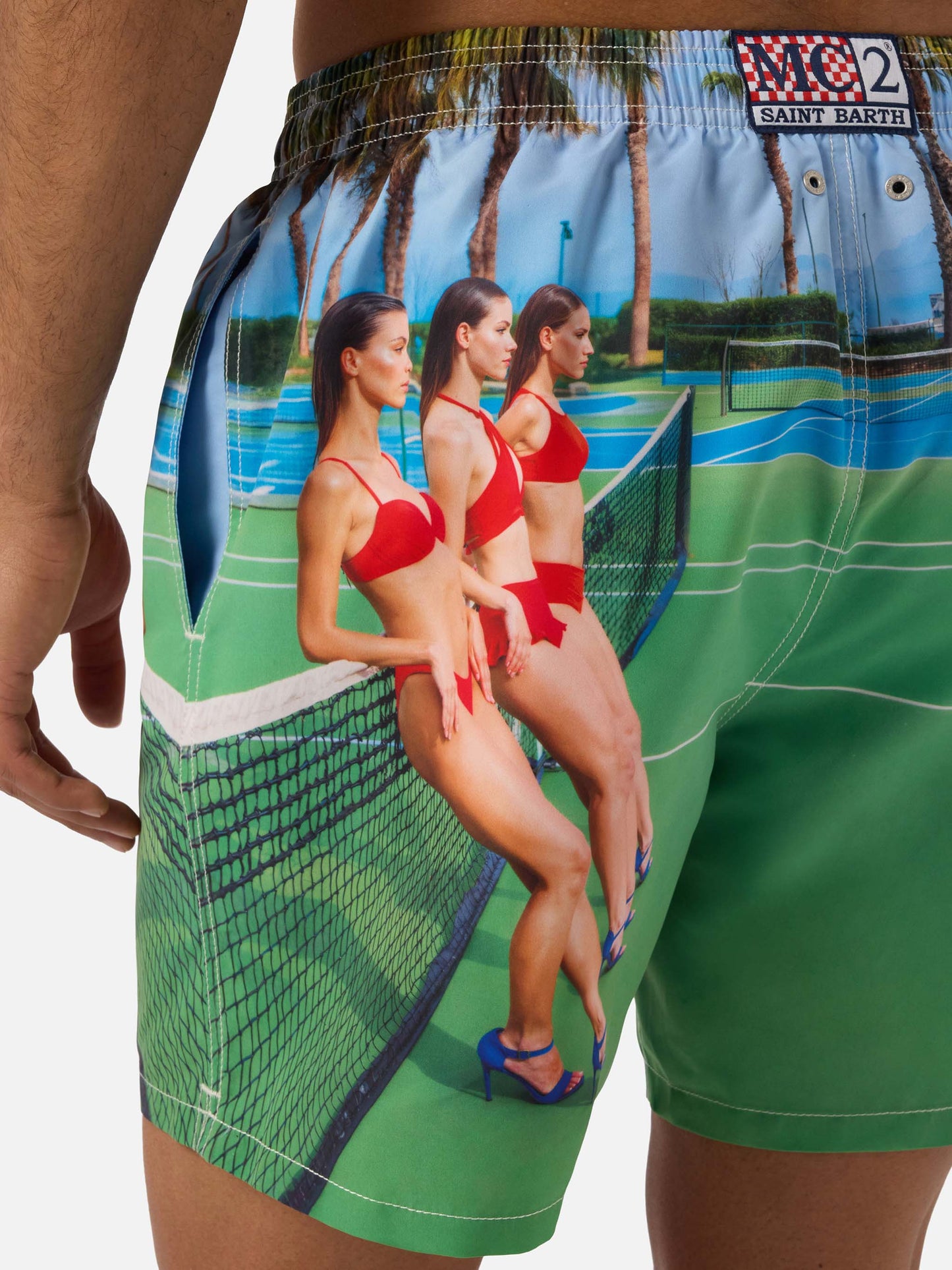 Gustavia swim shorts with St. Barth Tennis print | Special Edition