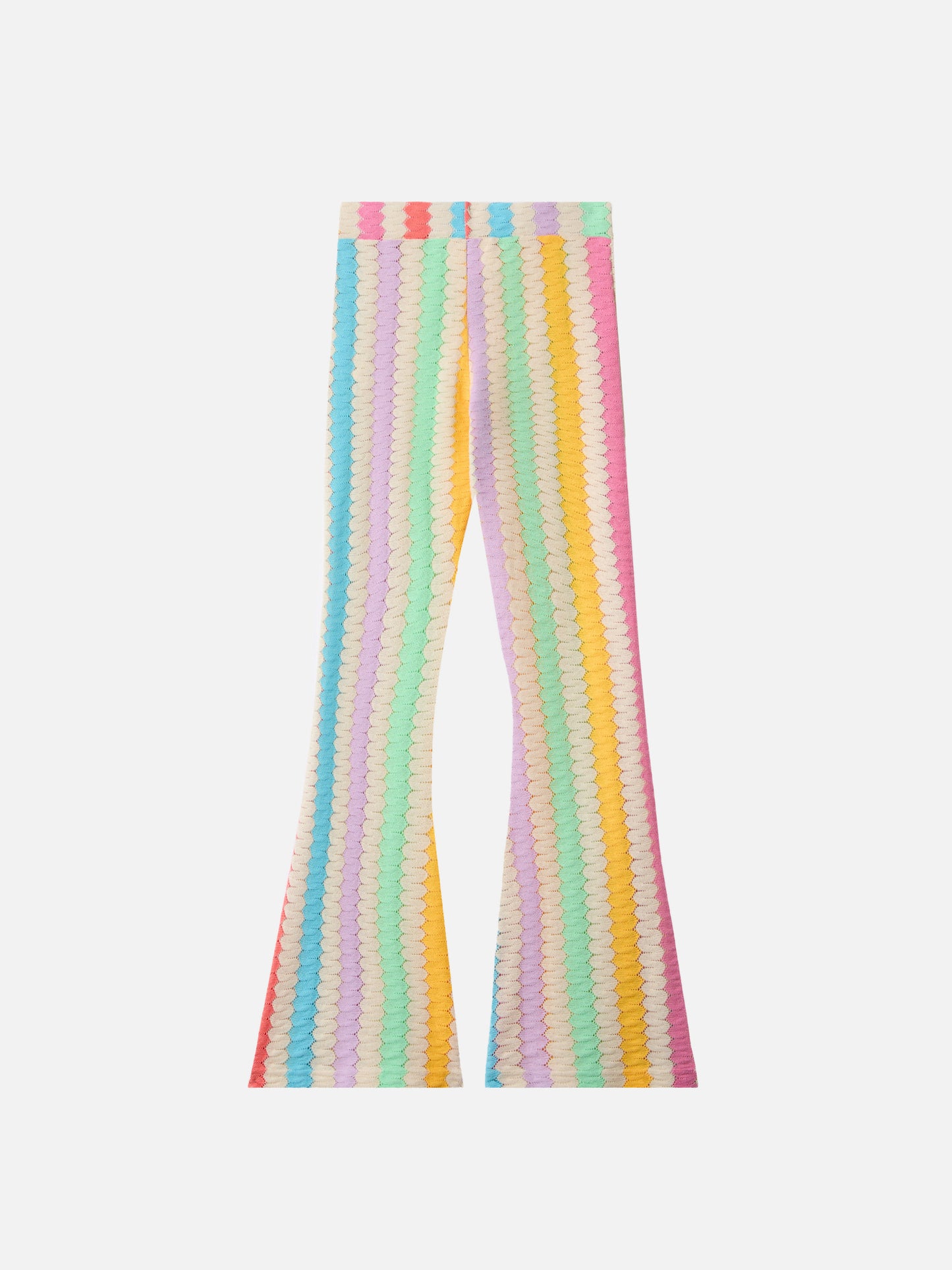Flared raschel pants Gwenda Jr with with vertical chevron pattern