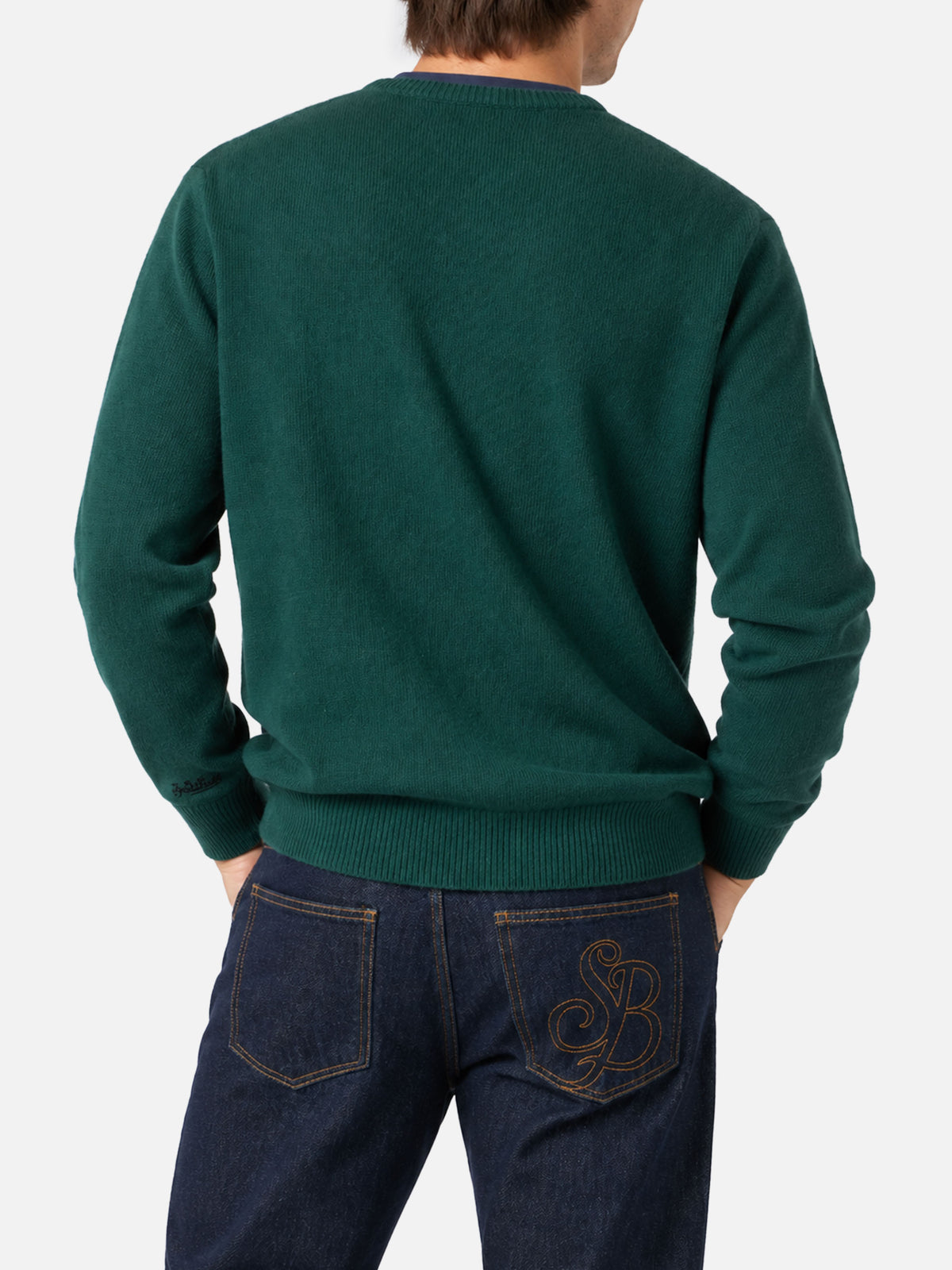Suéter de cuello redondo Heron con jacquard New York apple