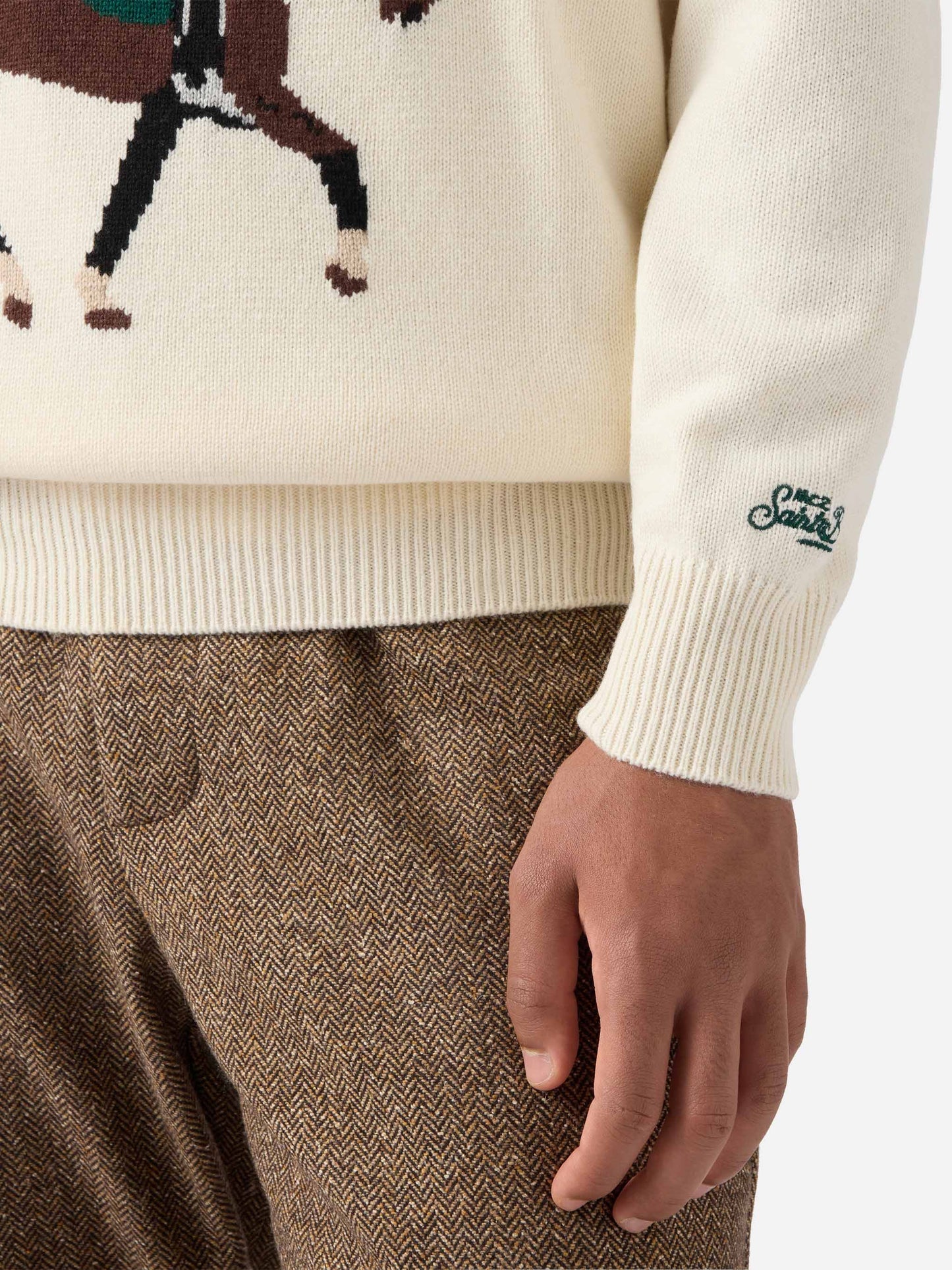 Heron sweater in white with St. Moritz Polo jacquard