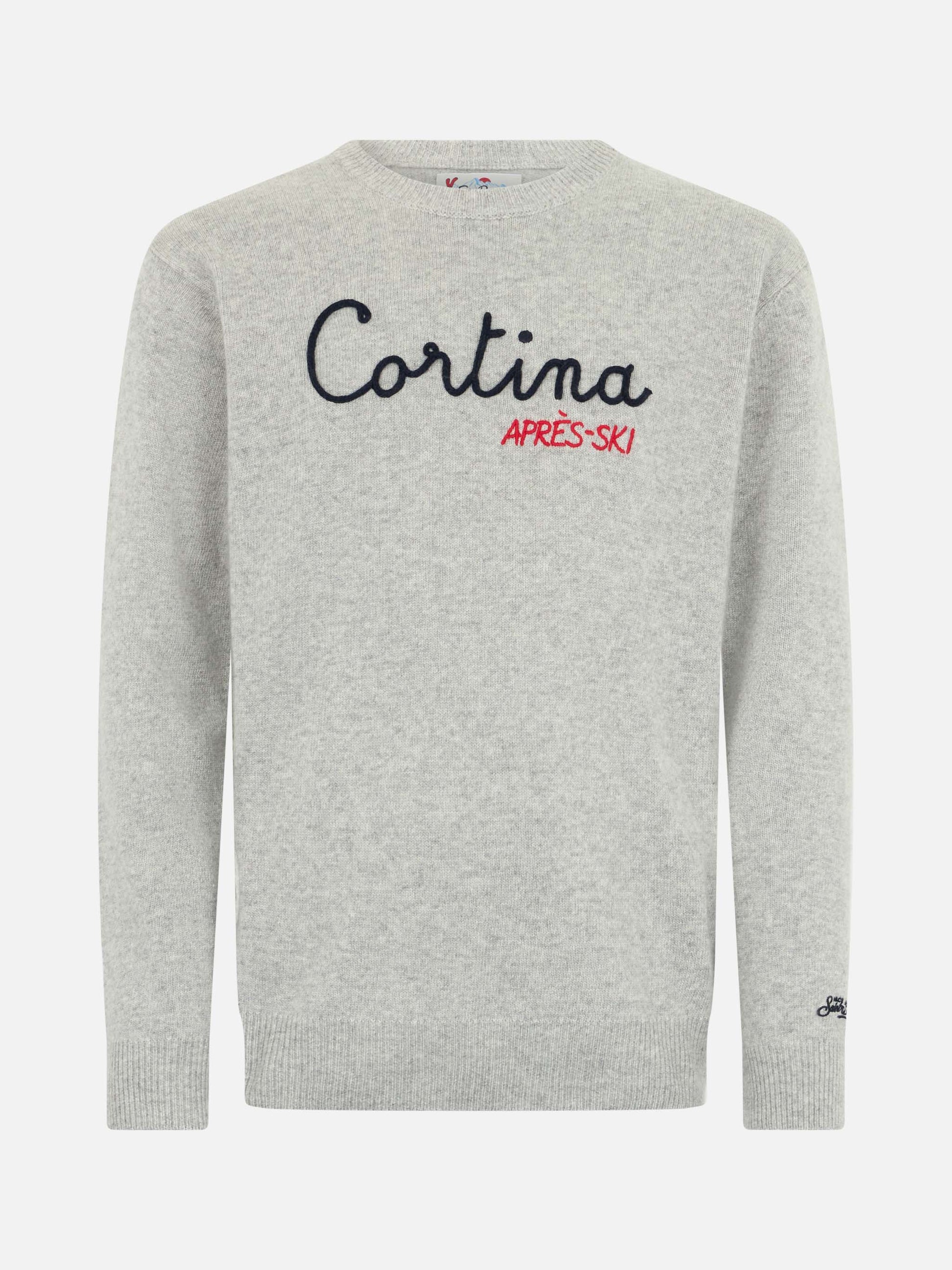 Man gray sweater Heron with Cortina apres ski embroidery - MC2 Saint Barth