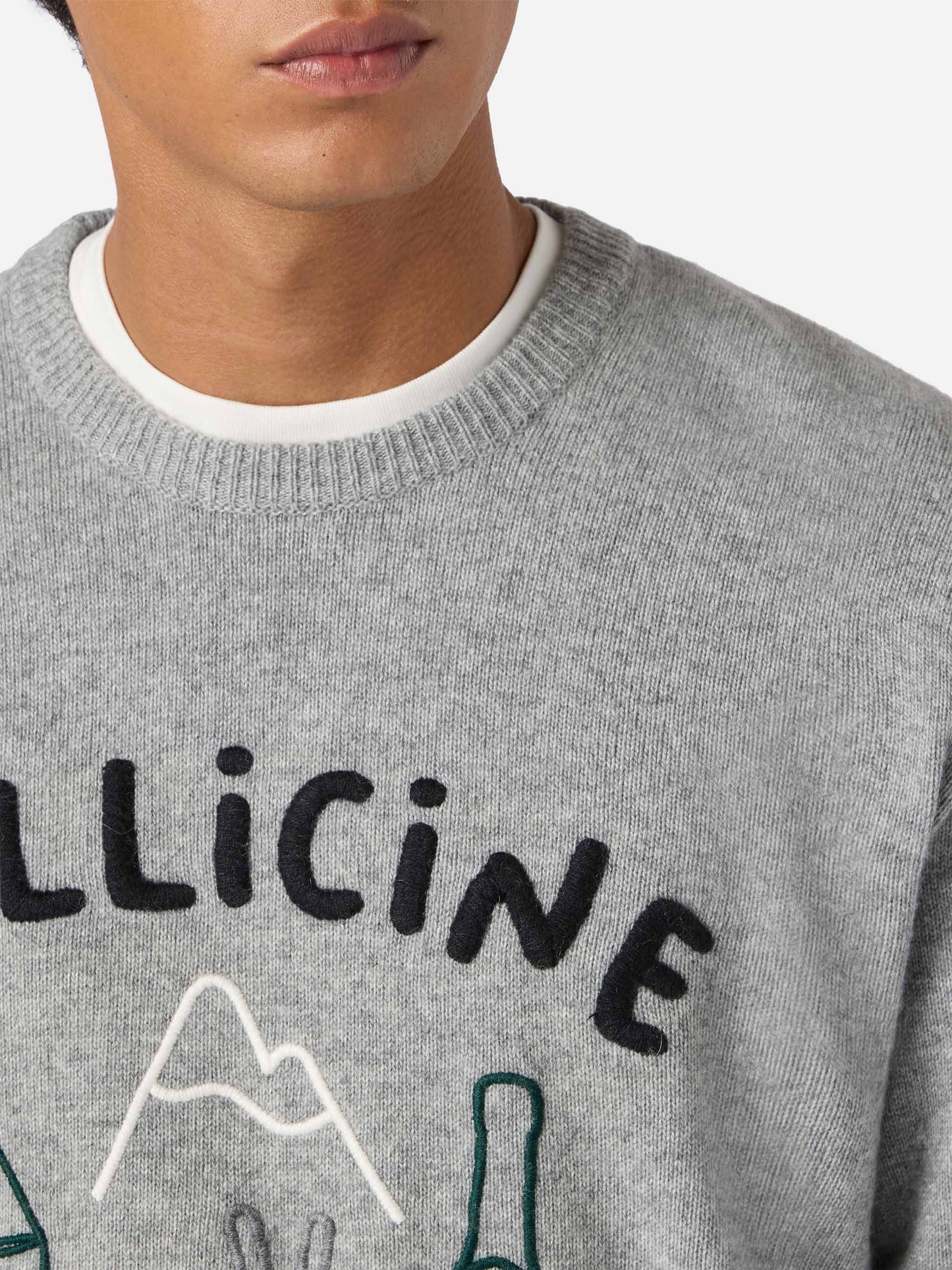 Maglione in misto cashmere Heron con ricamo Bollicine team