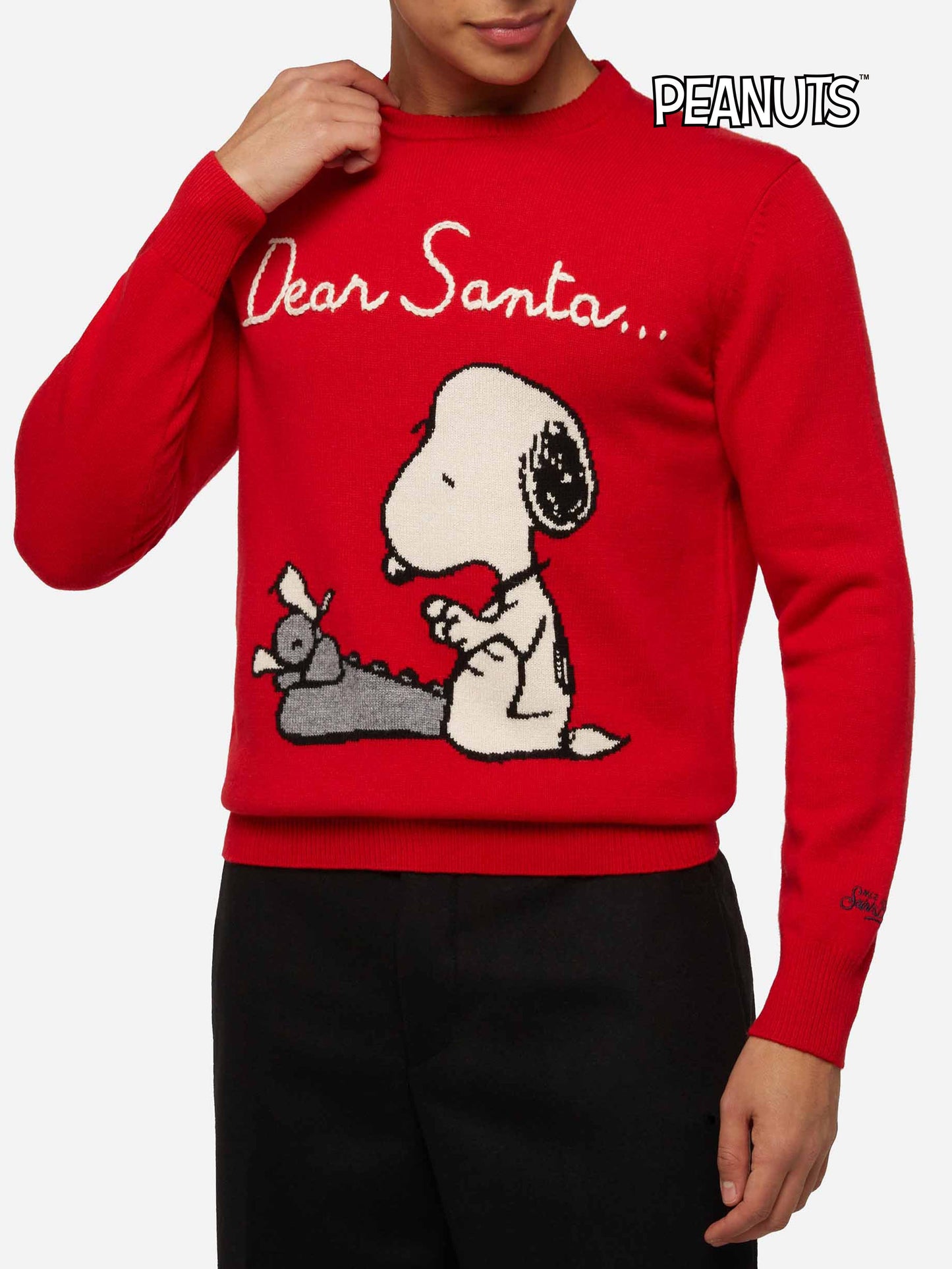 Maglione rosso Heron con jacquard e ricamo Snoopy | SNOOPY PEANUTS® SPECIAL EDITION