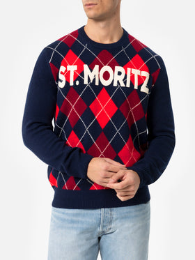 Man argyle sweater Heron with St. Moritz jacquard - MC2 Saint Barth
