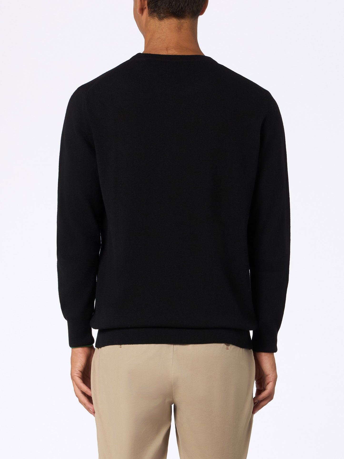 Man black sweater Heron with Non ci resta che sbocciare embroidery - MC2 Saint Barth