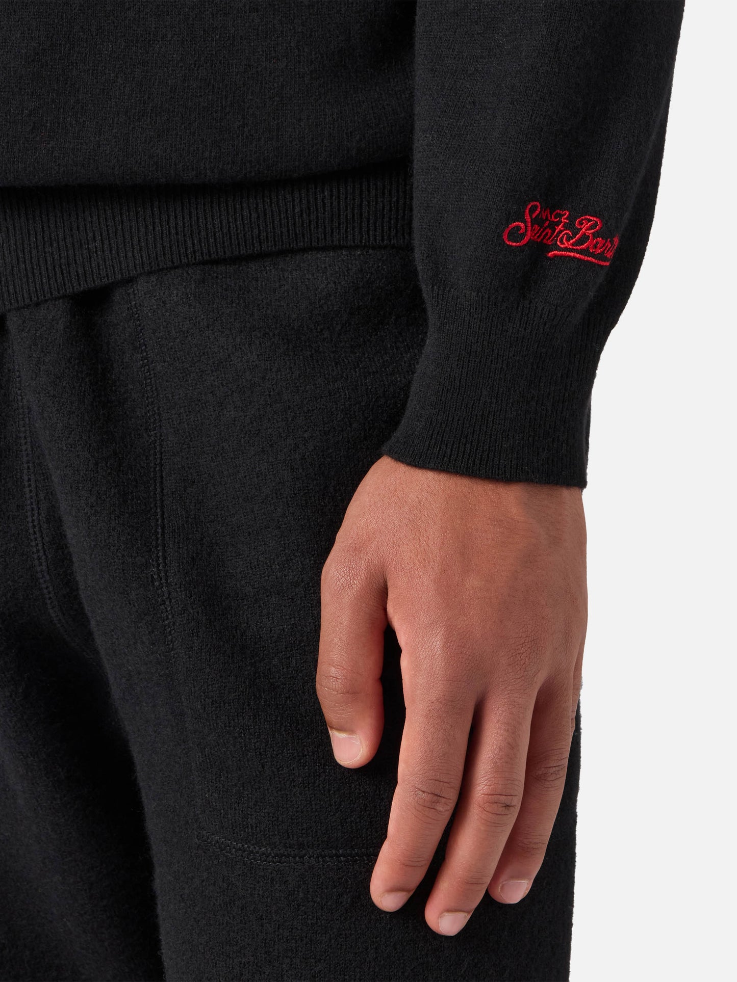 Girocollo Heron light nero con jacquard Yuppies e ricamo | YUPPIES SPECIAL EDITION