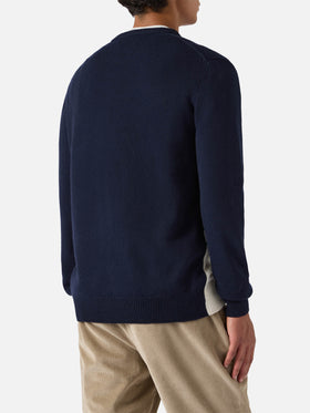 Maglione Heron blu con jacquard cartolina Cortina