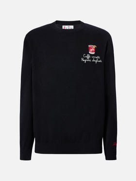 Crewneck sweater Heron Light with Caffè Corretti Negroni Sbagliati embroidery