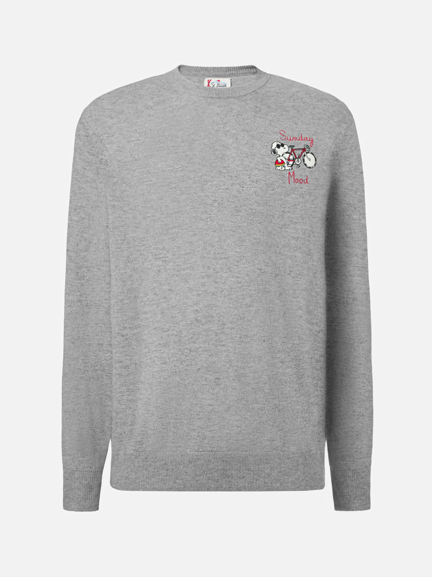 Rundhalspullover „Heron Light“ mit Snoopy-Sonntagsstimmung-Stickerei | PEANUTS SONDEREDITION
